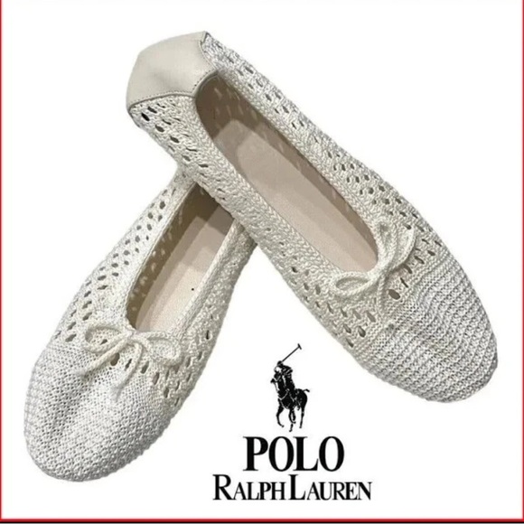 Polo by Ralph Lauren Women's Cream Crochet Flats - Picture 1 of 6